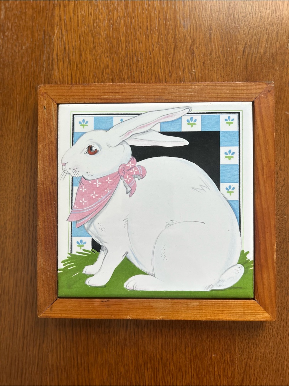 1981 vandor White Rabbit Wall Art Tile cottagecore